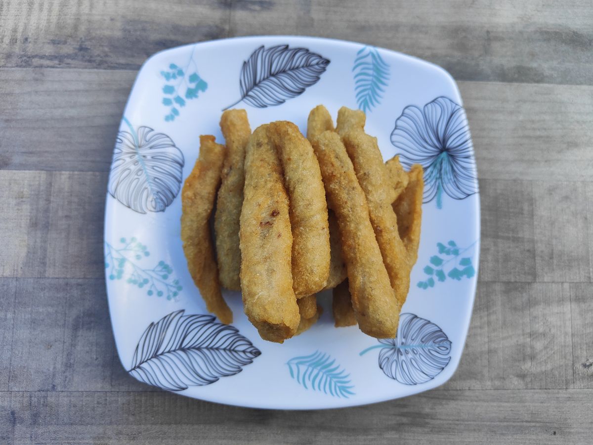 Fried fish cake, a common Malaysian street snack